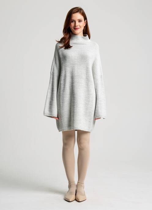 Rochie pulover strânsă pe partea de jos mâneci lungi gri DRESS ADDICT femme