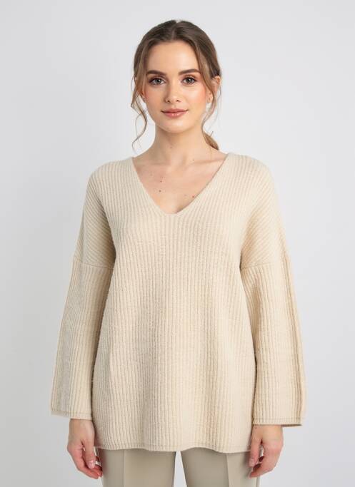 Pulover tunică elasticitate mâneci lungi bej DRESS ADDICT femme