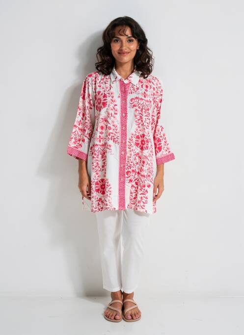 Tunică mâneci lungi guler de bluză roz POMODORO femme