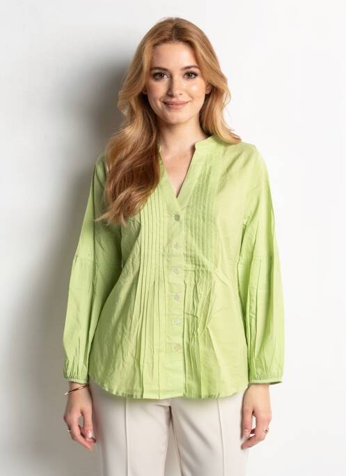 Cămașă croială cambrată mâneci lungi verde POMODORO femme
