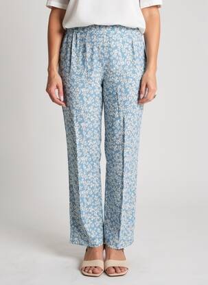 Pantalon drept țesătură crep mărime normală albastru POMODORO femeie