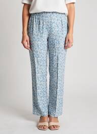 Pantalon drept talie elastică mărime normală albastru POMODORO femeie
