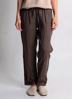 Pantalon drept talie elastică mărime normală maro POMODORO femeie