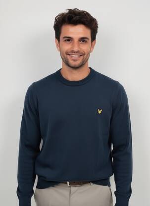Pulover elasticitate mâneci lungi albastru LYLE & SCOTT bărbat