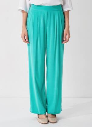 Pantalon drept talie elastică albastru SUNCOO femeie
