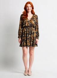 Rochie scurtă croială evazată mâneci lungi negru SCOTCH & SODA femme