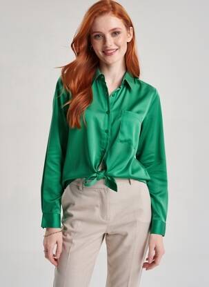 Cămașă mâneci lungi mâneci lungi verde IKKS femeie