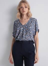 Top imprimeu fantezie mâneci scurte albastru I.CODE (By IKKS) femme
