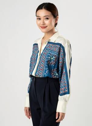 Cămașă imprimeu fantezie mâneci lungi albastru SCOTCH & SODA femeie