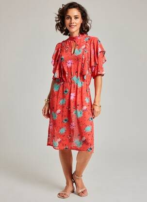Rochie midi mâneci 3/4 mâneci 3/4 roșu POM AMSTERDAM femeie