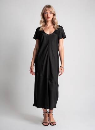 Rochie lungă mâneci scurte mâneci scurte negru IKKS femeie