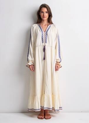Rochie lungă mâneci lungi mâneci lungi bej SCOTCH & SODA femeie