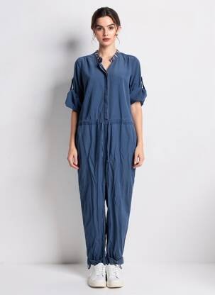 Salopetă-pantalon închidere cu nasturi pe față mâneci lungi albastru SCOTCH & SODA femeie