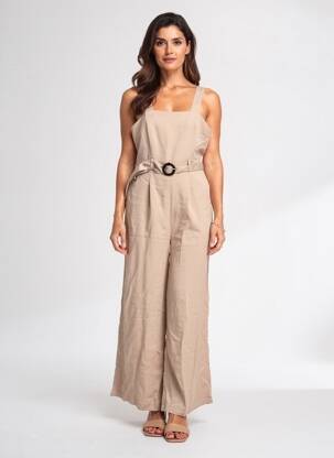 Salopetă-pantalon bretele subțiri bretele subțiri bej KOCCA femeie