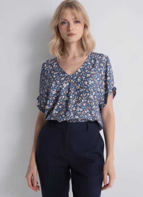 Top imprimeu fantezie mâneci scurte albastru I.CODE (By IKKS) femme