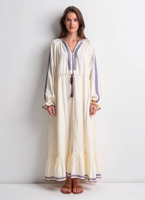 Rochie lungă mâneci lungi mâneci lungi bej SCOTCH & SODA femme
