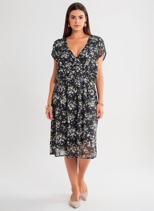 Rochie midi imprimeu floral mâneci scurte negru SCOTCH & SODA femme
