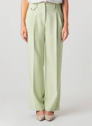Pantalon drept țesătură crep talie înaltă verde SELECTED femeie