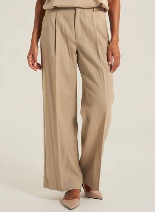 Pantalon larg țesătură poplin talie înaltă bej SCOTCH & SODA femeie
