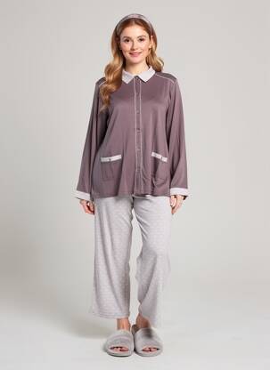 Pijama croială dreaptă maro CANAT femeie