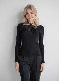 Pulover croială cambrată mâneci lungi negru OSCALITO femeie