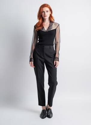 Top croială cambrată mâneci lungi negru OSCALITO femeie