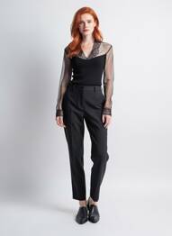 Top croială cambrată mâneci lungi negru OSCALITO femme