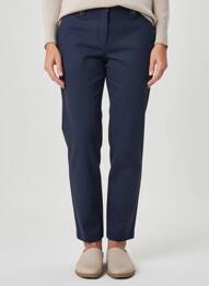 Pantalon chino închidere cu fermoar sub clapetă cu cârlig mărime normală albastru MAT DE MISAINE femme