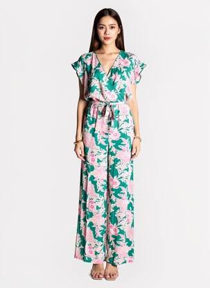 Salopetă-pantalon mâneci scurte mâneci scurte verde LA FEE MARABOUTEE femeie