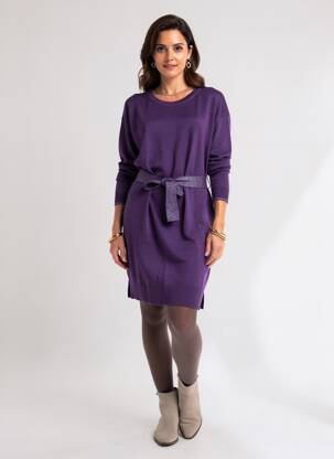 Rochie pulover elasticitate mâneci lungi violet LA FEE MARABOUTEE femeie