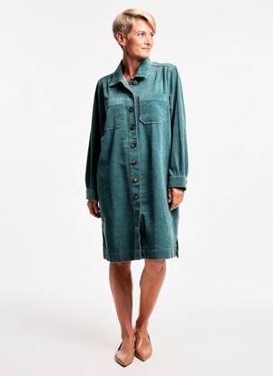 Rochie midi mâneci lungi mâneci lungi verde MAT DE MISAINE femeie
