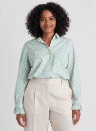 Cămașă imprimeu floral mâneci lungi verde SAINT JAMES femme