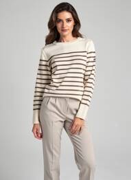 Pulover croială cambrată mâneci lungi maro ARMOR LUX femme