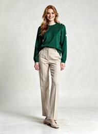 Pulover croială cambrată mâneci lungi verde ROYAL MER femme