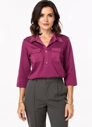 Polo elasticitate mâneci 3/4 violet SAINT JAMES femme