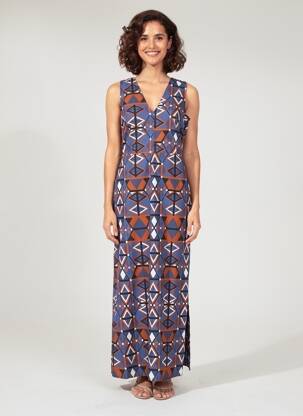 Rochie lungă fără mâneci fără mâneci albastru LA FEE MARABOUTEE femeie