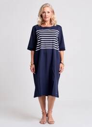Rochie midi mâneci scurte mâneci scurte albastru SAINT JAMES femme
