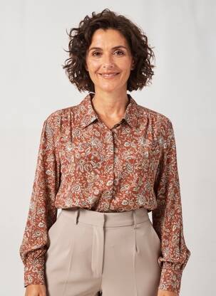 Cămașă imprimeu floral mâneci lungi maro MAT DE MISAINE femeie