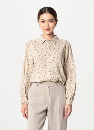Cămașă imprimeu floral mâneci lungi bej ARMOR LUX femeie