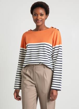 Pulover decolteu bărcuță mâneci lungi portocaliu ALL'OCEAN femme