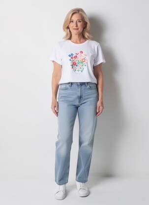 Tricou serigrafie mâneci scurte alb SAINT JAMES femme