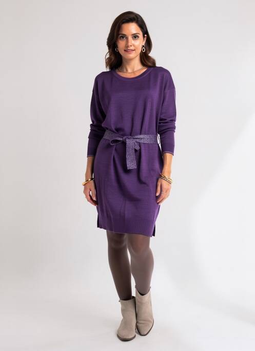 Rochie pulover elasticitate mâneci lungi violet LA FEE MARABOUTEE femme