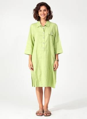 Rochie midi mâneci 3/4 mâneci 3/4 verde POMODORO femeie