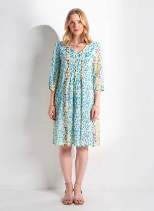Rochie midi croială fluidă mâneci lungi albastru POMODORO femeie