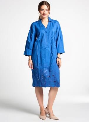 Rochie midi mâneci 3/4 mâneci 3/4 albastru POMODORO femeie