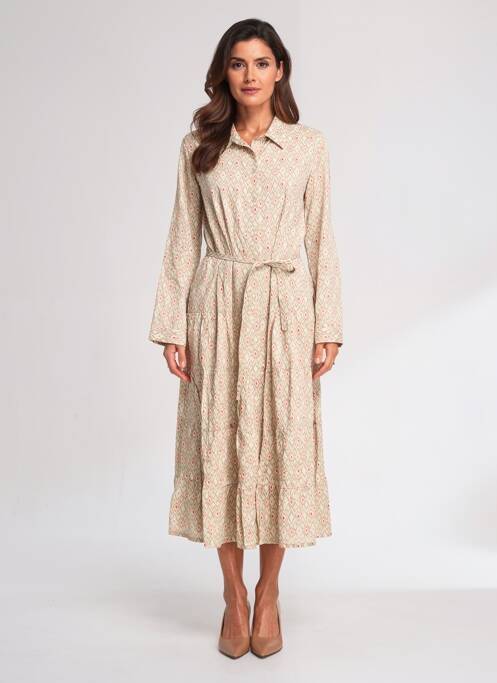 Rochie midi mâneci lungi mâneci lungi bej POMODORO femme