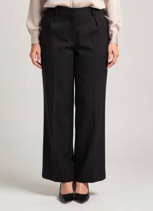 Pantalon drept talie cu cleme talie înaltă negru CISO femeie
