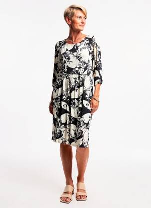 Rochie midi mâneci 3/4 mâneci 3/4 negru CISO femeie