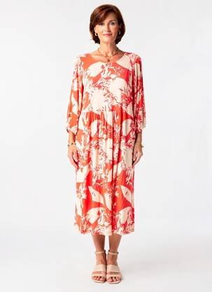 Rochie midi mâneci 3/4 mâneci 3/4 roșu CISO femeie