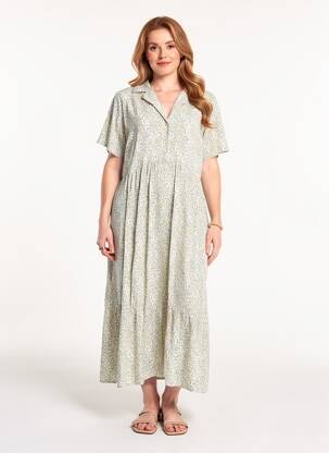 Rochie lungă mâneci scurte mâneci scurte galben COMPAÑIA FANTASTICA femeie